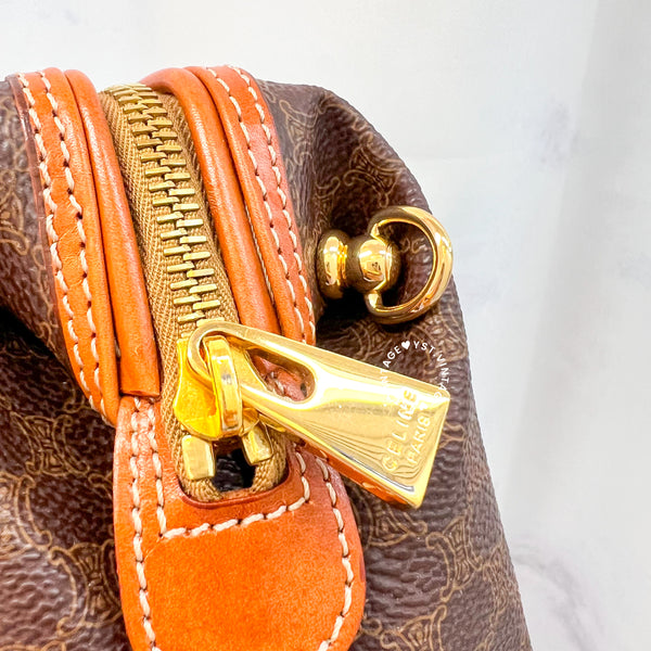 Vintage CELINE 1990s Macadam Makeup Bag - Brown 017