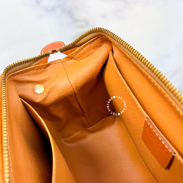 Vintage CELINE 1990s Macadam Makeup Bag - Brown 017