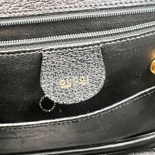 Vintage Gucci Bamboo Medium Top Handle Bag - Black 003