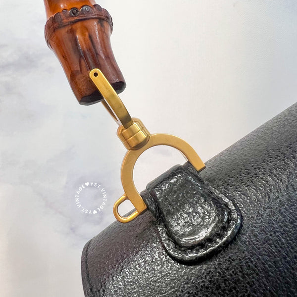 Vintage Gucci Bamboo Medium Top Handle Bag - Black 003