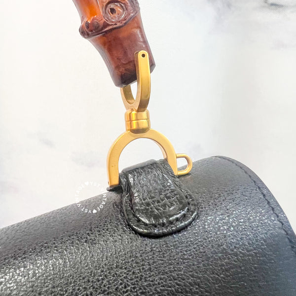 Vintage Gucci Bamboo Medium Top Handle Bag - Black 003