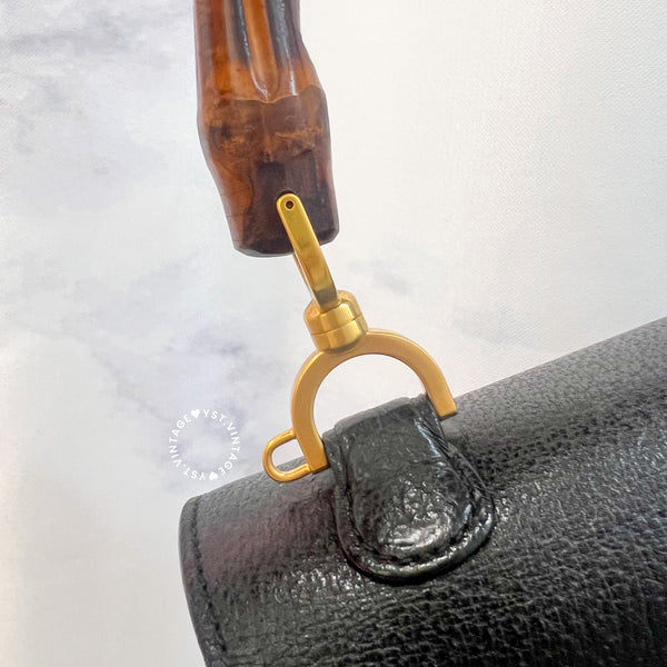 Vintage Gucci Bamboo Medium Top Handle Bag - Black 003