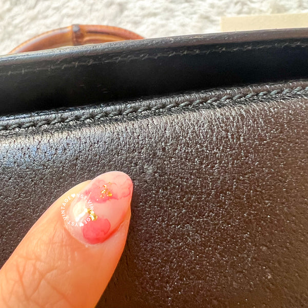 Vintage Gucci Bamboo Small Top Handle Bag - Black