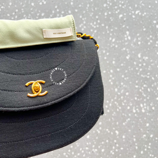 Vintage Chanel Jersey Flap Bag - Black