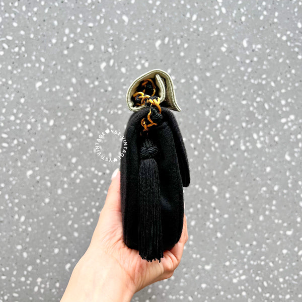 Vintage Chanel Jersey Flap Bag - Black
