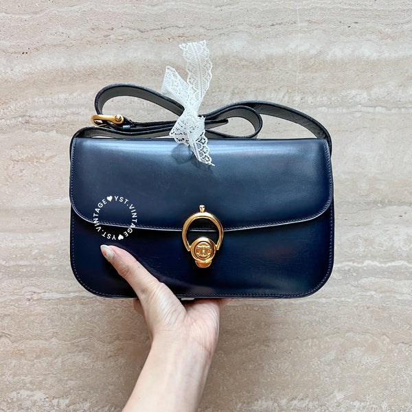 Vintage CELINE Triomphe Box Bag - Navy