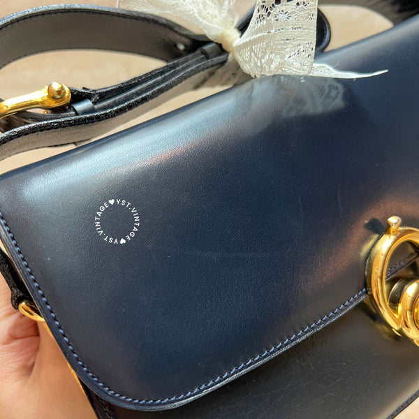 Vintage CELINE Triomphe Box Bag - Navy