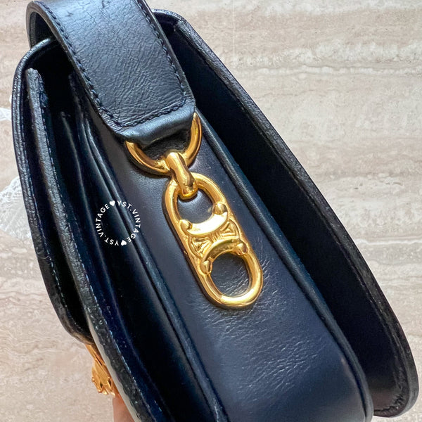 Vintage CELINE Triomphe Box Bag - Navy