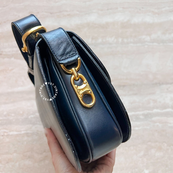 Vintage CELINE Triomphe Box Bag - Navy