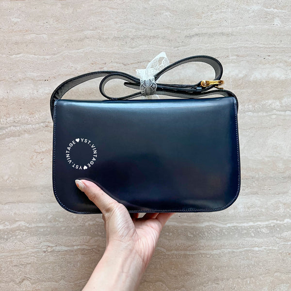 Vintage CELINE Triomphe Box Bag - Navy