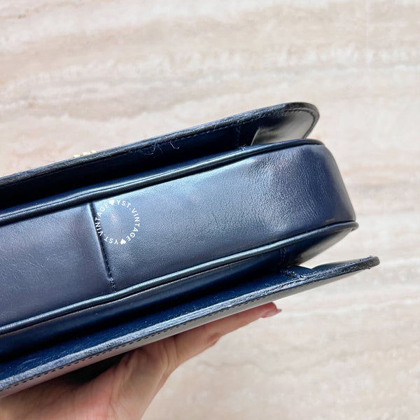 Vintage CELINE Triomphe Box Bag - Navy