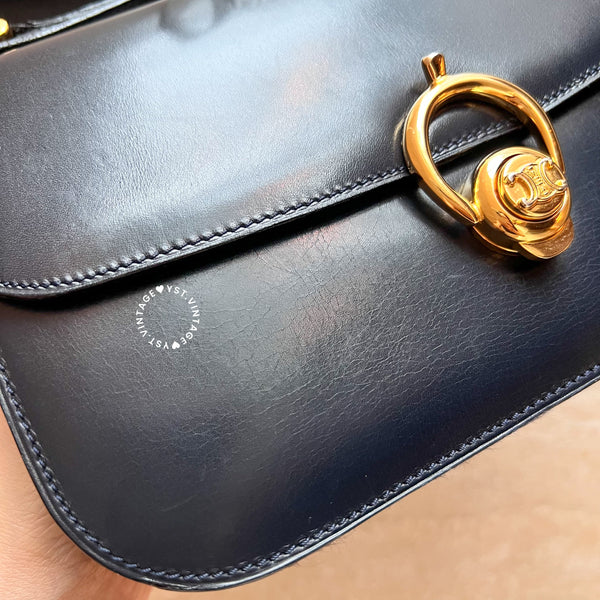 Vintage CELINE Triomphe Box Bag - Navy