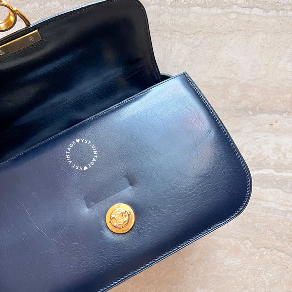 Vintage CELINE Triomphe Box Bag - Navy
