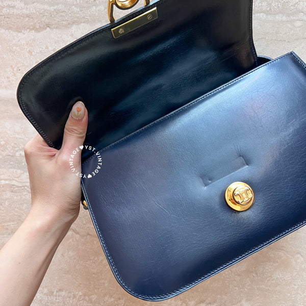 Vintage CELINE Triomphe Box Bag - Navy