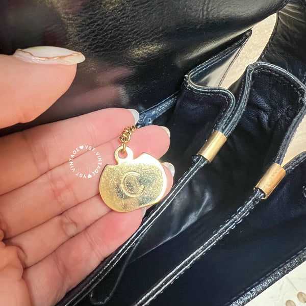 Vintage CELINE Triomphe Box Bag - Navy