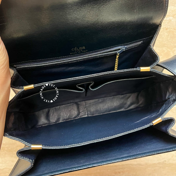 Vintage CELINE Triomphe Box Bag - Navy