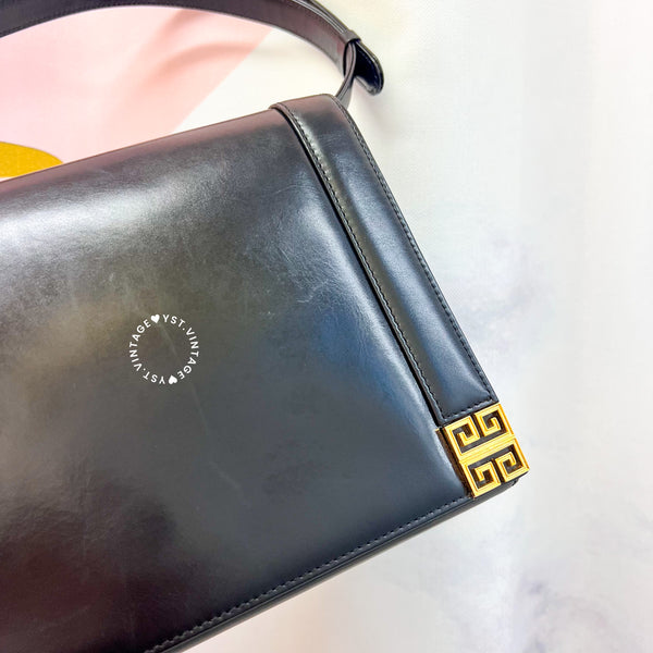 Vintage Givenchy 1980s Logo Shoulder/ Crossbody Bag - Black 002