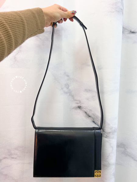 Vintage Givenchy 1980s Logo Shoulder/ Crossbody Bag - Black 002