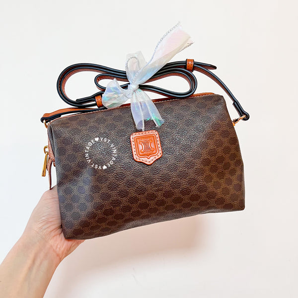 Vintage CELINE 1990s Macadam Makeup Bag - Brown 015