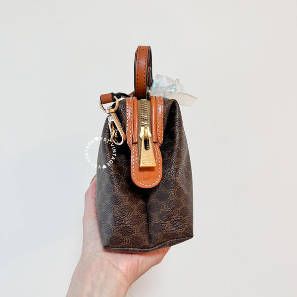 Vintage CELINE 1990s Macadam Makeup Bag - Brown 015