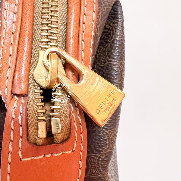 Vintage CELINE 1990s Macadam Makeup Bag - Brown 015