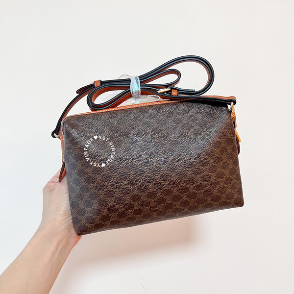 Vintage CELINE 1990s Macadam Makeup Bag - Brown 015