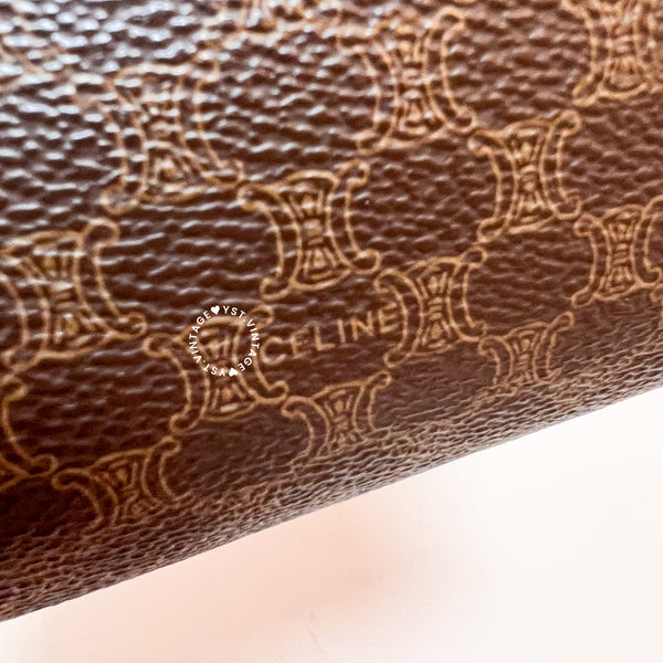 Vintage CELINE 1990s Macadam Makeup Bag - Brown 015