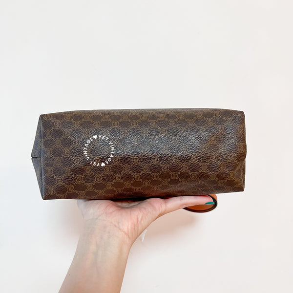 Vintage CELINE 1990s Macadam Makeup Bag - Brown 015