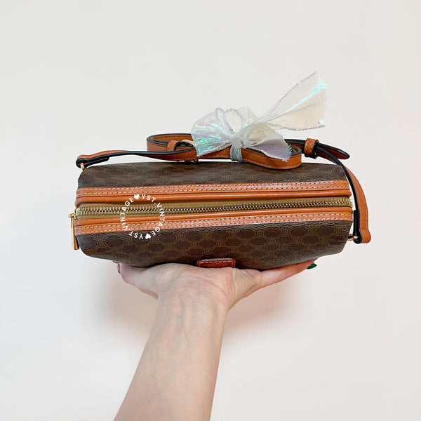 Vintage CELINE 1990s Macadam Makeup Bag - Brown 015