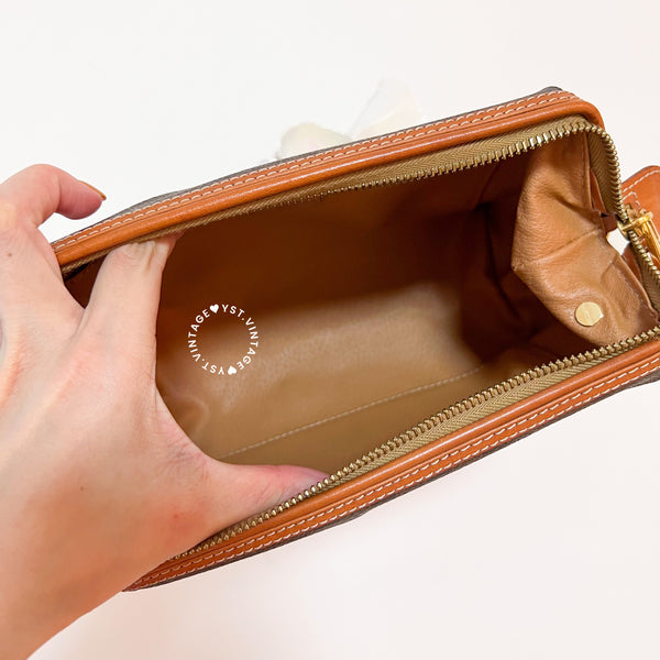 Vintage CELINE 1990s Macadam Makeup Bag - Brown 015