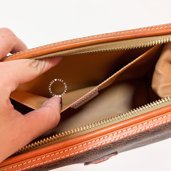 Vintage CELINE 1990s Macadam Makeup Bag - Brown 015