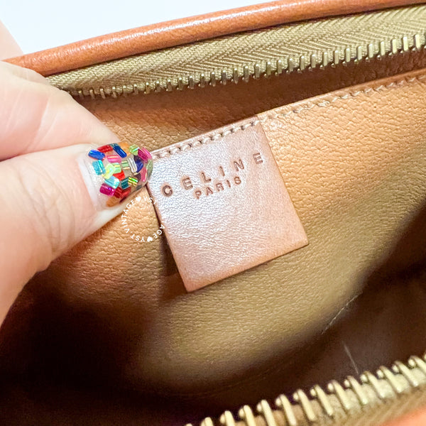 Vintage CELINE 1990s Macadam Makeup Bag - Brown 015