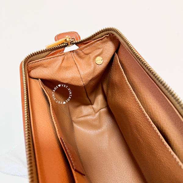 Vintage CELINE 1990s Macadam Makeup Bag - Brown 015