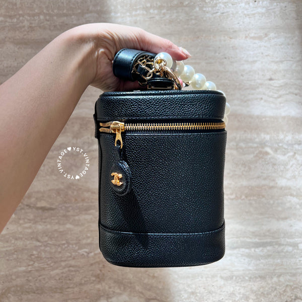 Vintage CHANEL Vertical Vanity Bag - Caviar Black 007