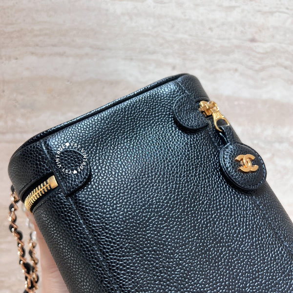 Vintage CHANEL Vertical Vanity Bag - Caviar Black 007