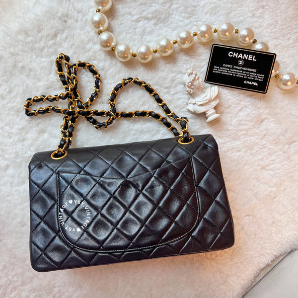 Vintage Chanel Small Classic Flap Bag CF23 - Black