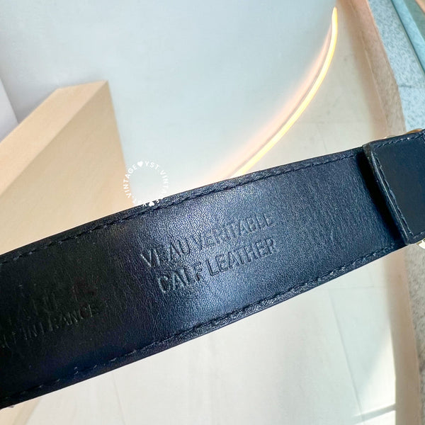Vintage Chanel Coco Mark Leather Belt - Black*Gold