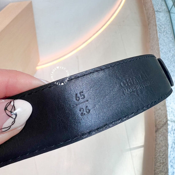 Vintage Chanel Coco Mark Leather Belt - Black*Gold