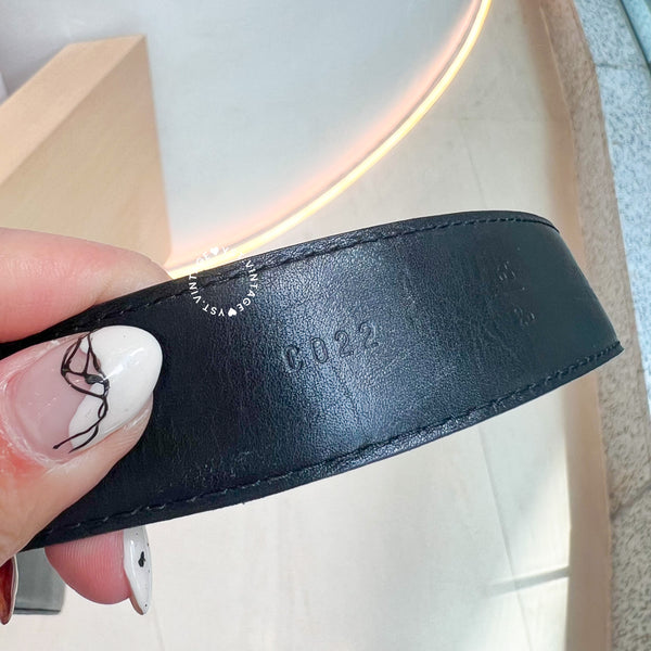 Vintage Chanel Coco Mark Leather Belt - Black*Gold