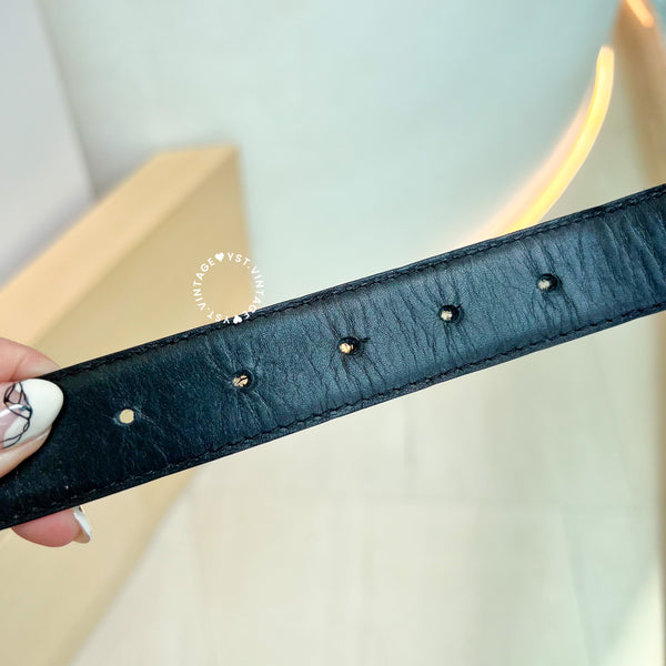 Vintage Chanel Coco Mark Leather Belt - Black*Gold
