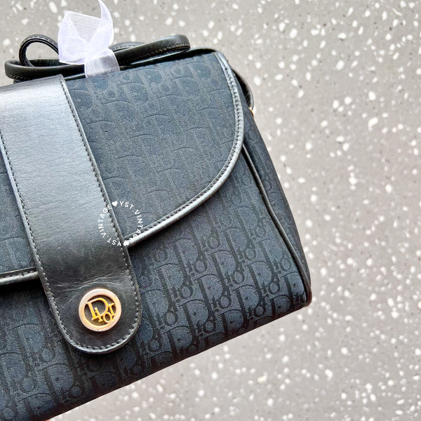 Vintage Dior Trotter Shoulder Bag - Black