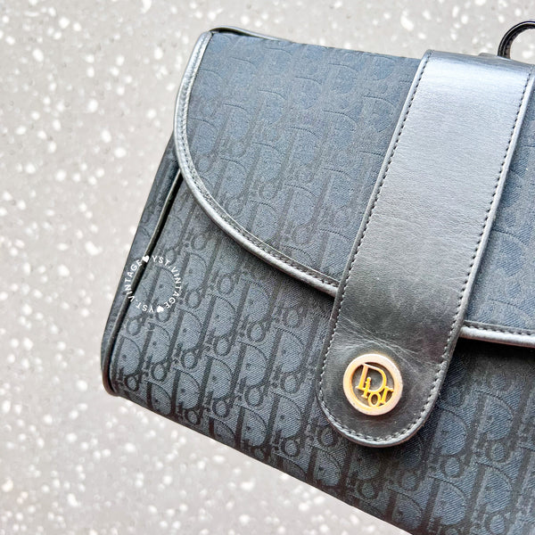 Vintage Dior Trotter Shoulder Bag - Black