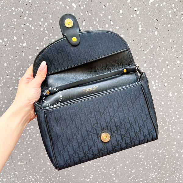 Vintage Dior Trotter Shoulder Bag - Black