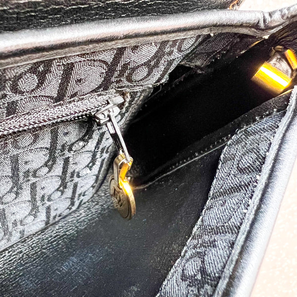 Vintage Dior Trotter Shoulder Bag - Black