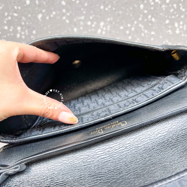 Vintage Dior Trotter Shoulder Bag - Black