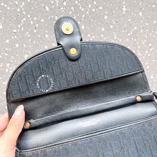 Vintage Dior Trotter Shoulder Bag - Black