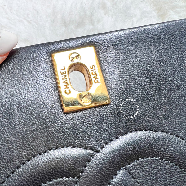 【11.11中古拍賣品】Vintage Chanel 23cm Turn-Lock Single Flap Bag - Black