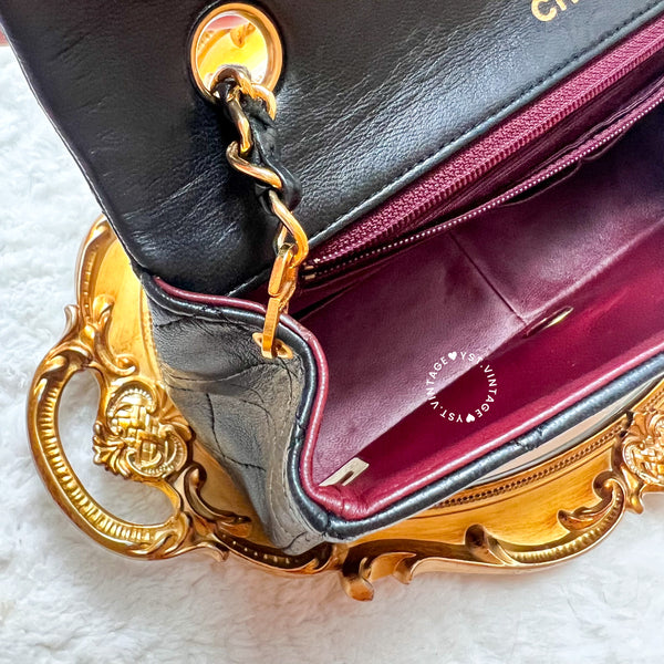 【11.11中古拍賣品】Vintage Chanel 23cm Turn-Lock Single Flap Bag - Black