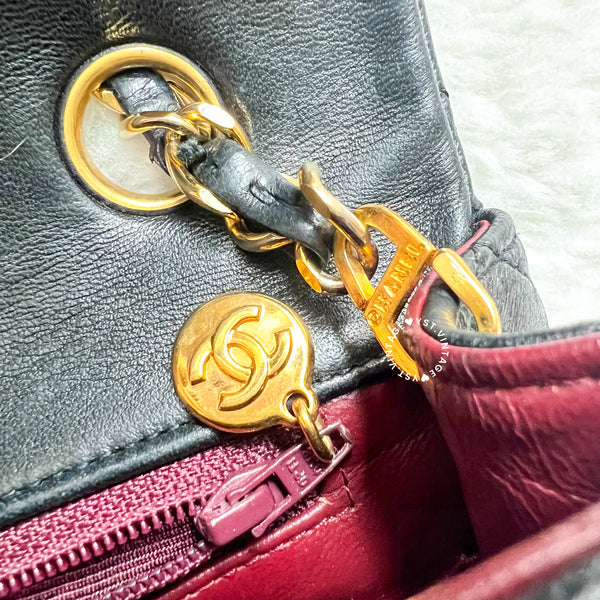 【11.11中古拍賣品】Vintage Chanel 23cm Turn-Lock Single Flap Bag - Black