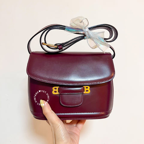 Vintage Bally BB Lock Shoulder Bag - Burgundy